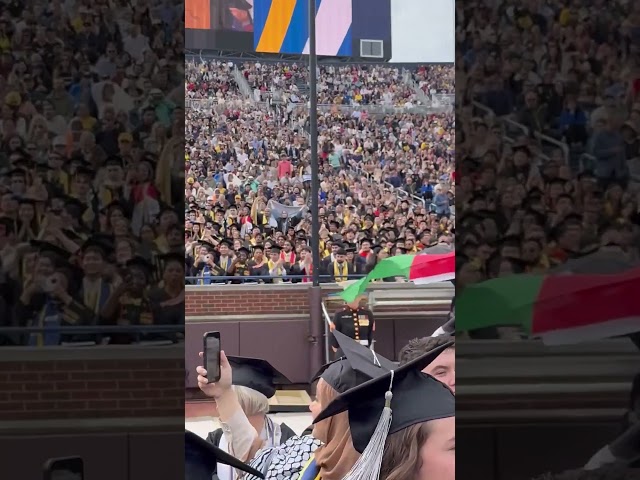 Pro-Palestinian protestors demonstrate at Michigan commencement ceremony #Shorts