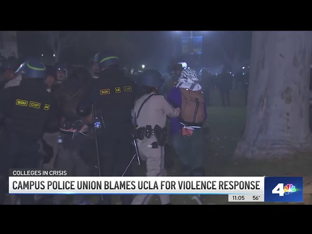 ⁣Campus police union blames UCLA for violent response