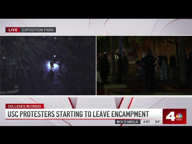 ⁣Watch Live: Officers begin clearing protest encampment on USC campus.