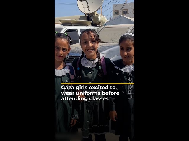 ⁣Gaza girls excited to wear uniforms before attending classes | AJ #shorts