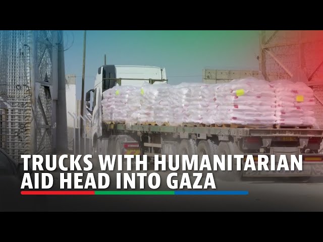 ⁣Trucks carrying humanitarian aid cross into northern Gaza