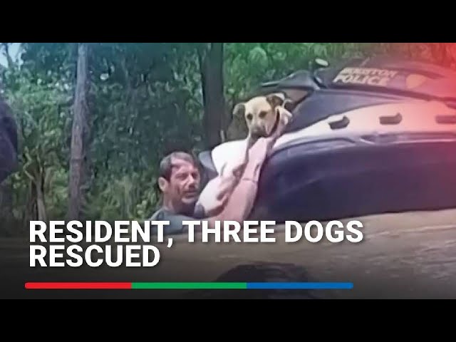 ⁣Bodycam: Resident, three dogs rescued from flooded Texas town | ABS-CBN News