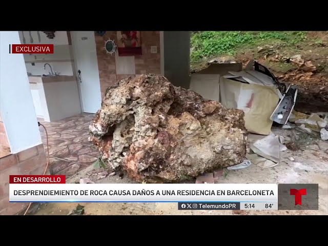 Lluvias provocan desprendimiento de enorme piedra en Barceloneta