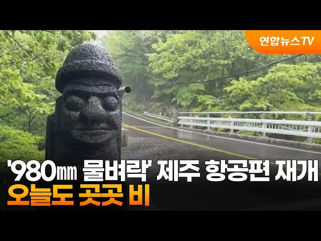 '980㎜ 물벼락' 제주 항공편 재개…오늘도 곳곳 비 / 연합뉴스TV (YonhapnewsTV)