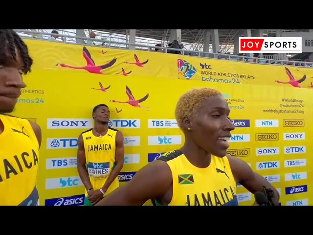 ⁣Bahamas 2024: Reaction of Jamaica after booking Paris Olympic Games ticket in mixed 4x400m