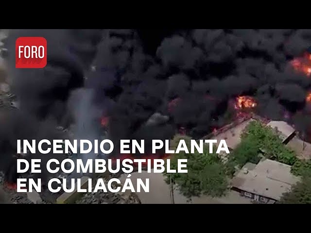 ⁣Bomberos combaten fuerte incendio en planta de combustible en Culiacán - Las Noticias