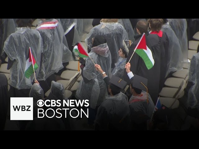 ⁣Students protest War in Gaza, 1 student arrested, at Northeastern University commencement