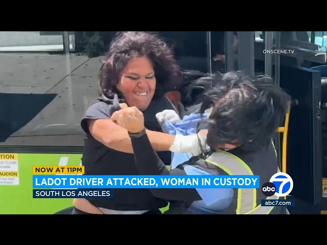 ⁣Woman violently attacks Los Angeles bus driver over fare dispute