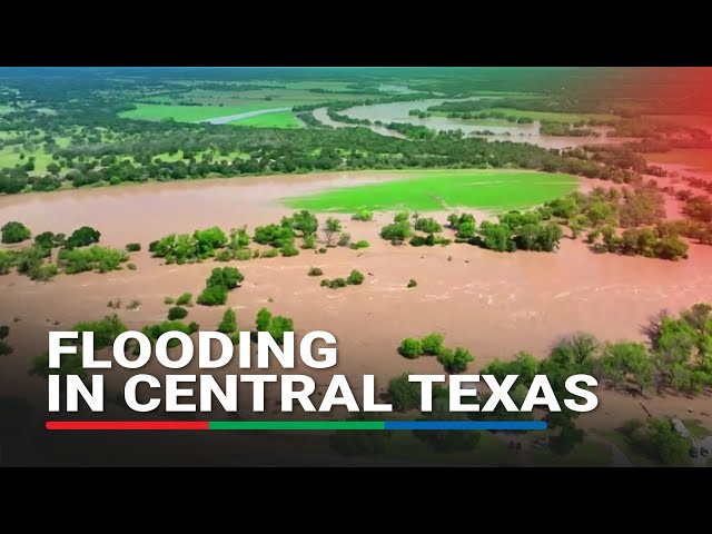 ⁣DRONE FOOTAGE: Flooding from intense rain in central Texas