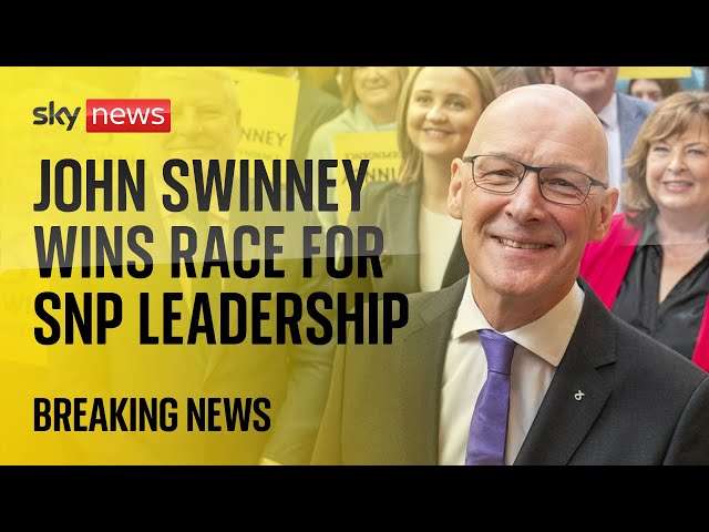 ⁣BREAKING: John Swinney wins SNP leadership contest and is set to become Scottish first minister