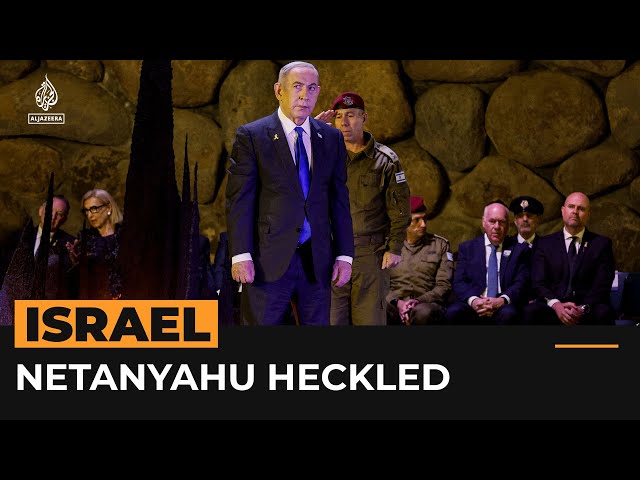 ⁣Heckler demands Netanyahu’s resignation at Holocaust memorial event | AJ #shorts