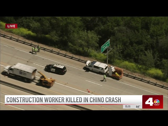 ⁣Construction worker killed in crash on 71 Freeway in Chino