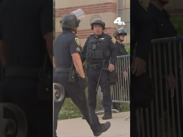 ⁣Officers at UCLA as students return to campus