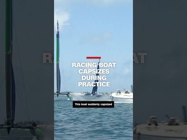 ⁣Racing boat capsizes during practice