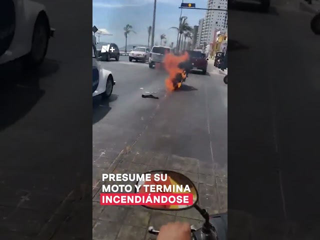 ⁣Presume su moto y termina incendiándose en el malecón de Mazatlán #nmas #shorts