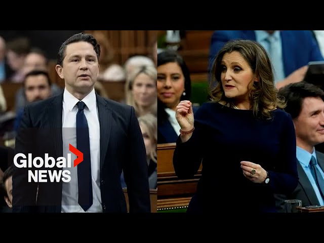 ⁣Poilievre trying to “score political points” off the “tragedy of opioids”: Freeland
