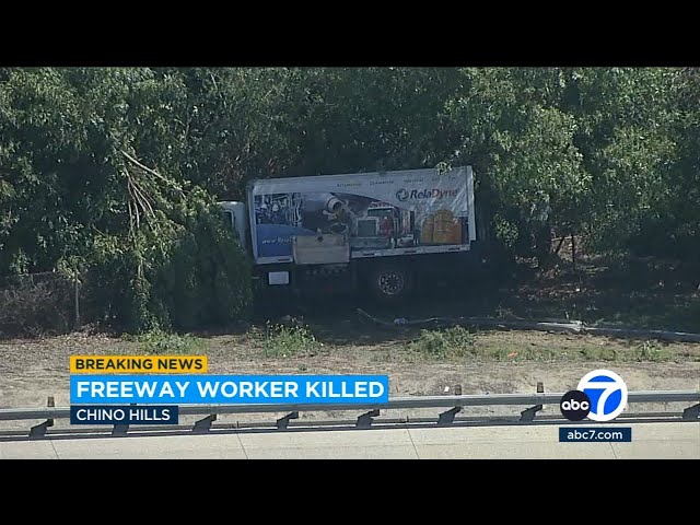 ⁣Caltrans contract worker killed after truck slams into crew off 71 Fwy in Chino Hills