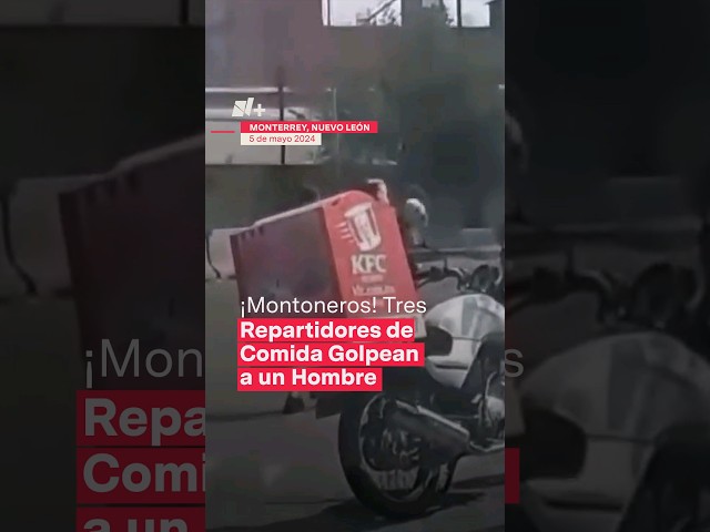 ⁣Tres repartidores de comida apalean a un hombre en plena avenida de Monterrey  - N+ #Shorts