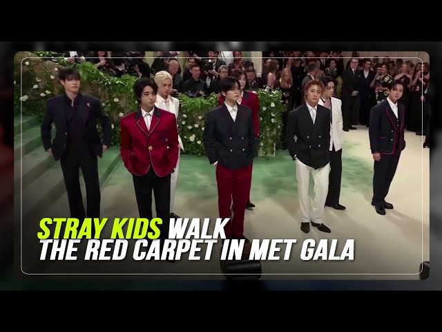 ⁣Stray Kids walk the red carpet in Met Gala