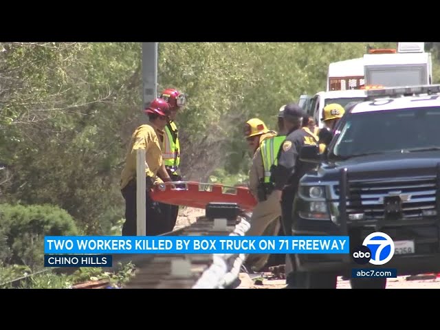 ⁣2 Caltrans contract workers killed after box truck slams into crew off 71 Freeway in Chino Hills