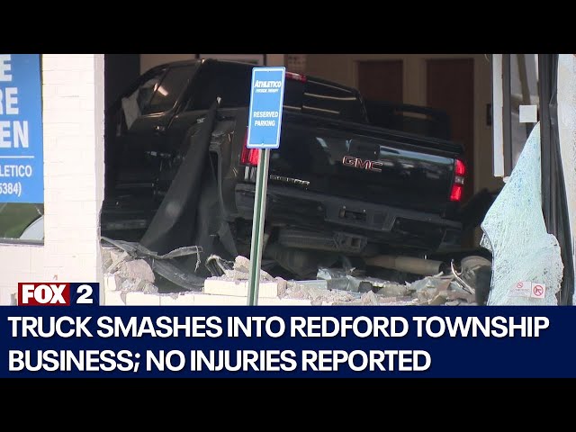 ⁣Truck smashes into Redford Township business, no injuries reported