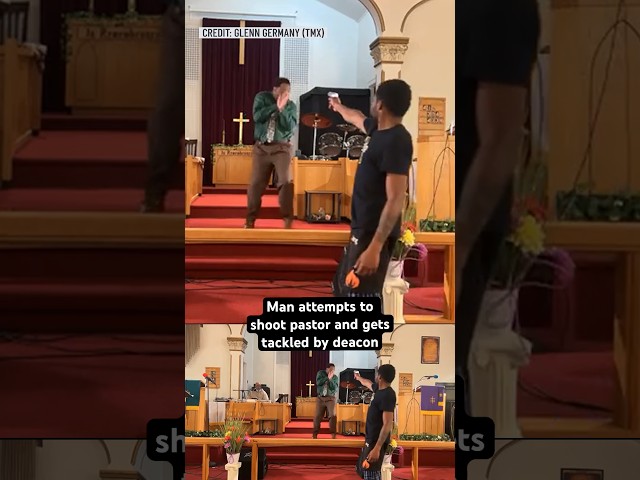 ⁣Man attempts to shoot pastor and gets tackled by deacon