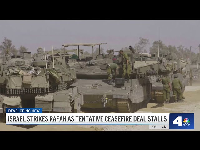 ⁣Israel strikes Rafah as tentative ceasefire deal stalls