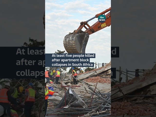 ⁣Rescuers are searching for at least 50 people still trapped in the rubble  #itvnews #southafrica