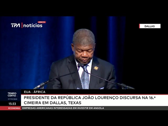⁣EUA - ÁFRICA "Presidente da República João Lourenço discursa na 16.ª Cimeira em Dallas, Texas
