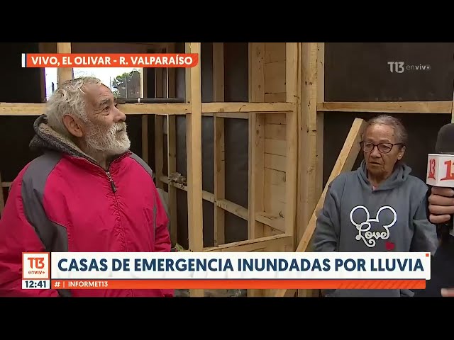 ⁣Casas de emergencia en El Olivar, Valparaíso, se encuentran inundadas por la lluvia