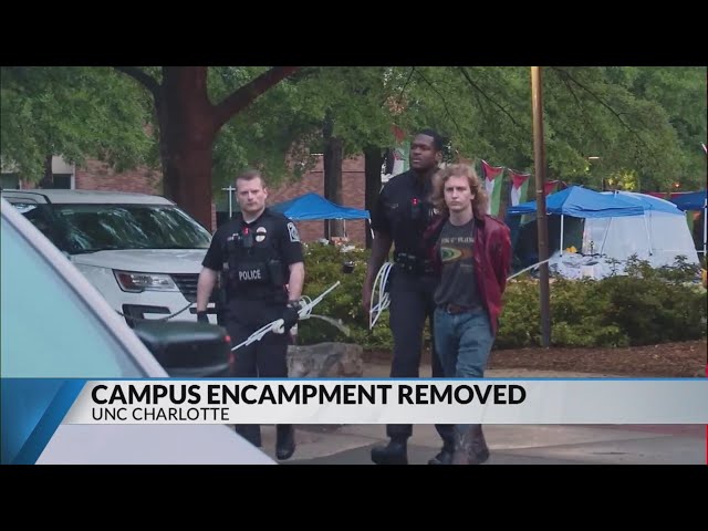 ⁣Police break up UNC Charlotte encampment