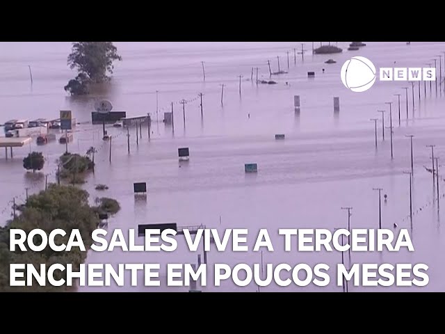⁣Cidade do interior gaúcho enfrenta terceira enchente em menos de um ano