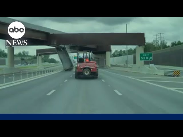 ⁣Dump truck slams into overpass on Interstate 66 in Virginia