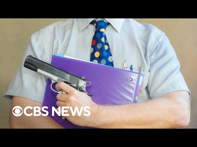 ⁣Examining the growing push to arm teachers and school staff