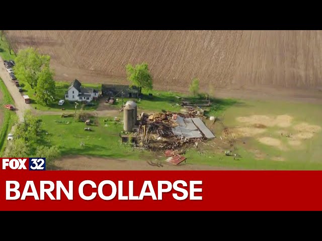⁣Barn collapses in McHenry County