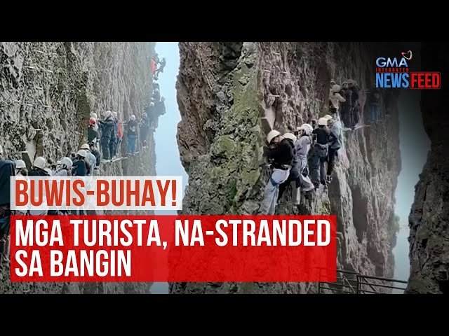 ⁣Buwis-buhay! Mga turista, na-stranded sa bangin | GMA Integrated Newsfeed