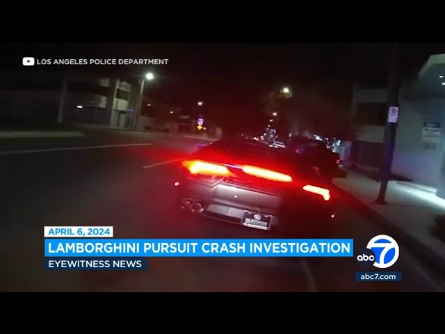 Man in stolen $300,000 Lamborghini flees from LAPD in new bodycam video