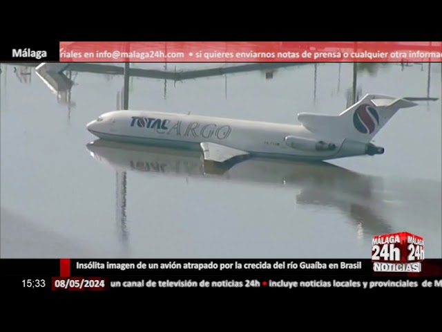 ⁣Noticia - Insólita imagen de un avión atrapado por la crecida del río Guaíba en Brasil
