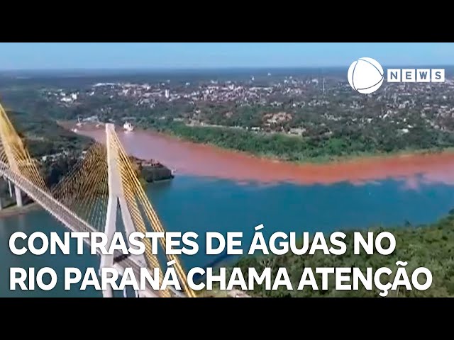 ⁣Contraste de águas chama atenção no rio Paraná