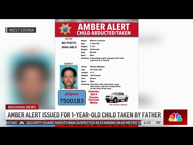⁣Missing 1-year-old boy sought in Amber Alert abduction