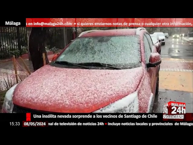 ⁣Noticia - Una insólita nevada sorprende a los vecinos de Santiago de Chile