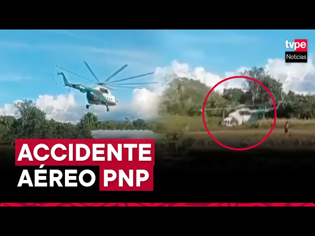 ⁣Helicóptero PNP sufre accidente en Tarapoto