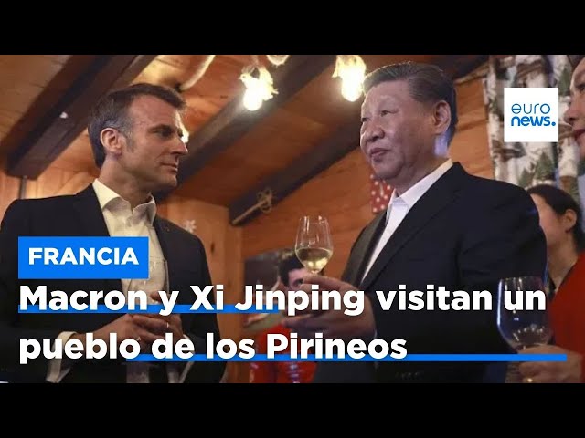 ⁣Macron invita al presidente chino a una copa de vino con danzas folclóricas en los Pirineos