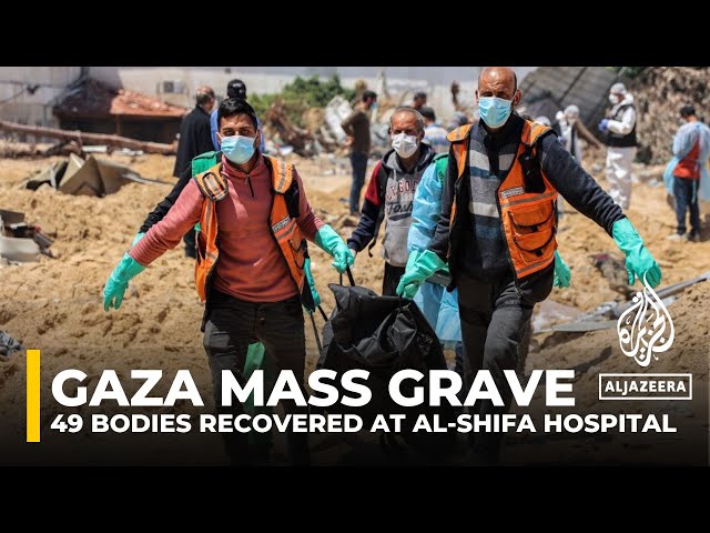 ⁣War on Gaza: Third mass grave found at al-Shifa Hospital
