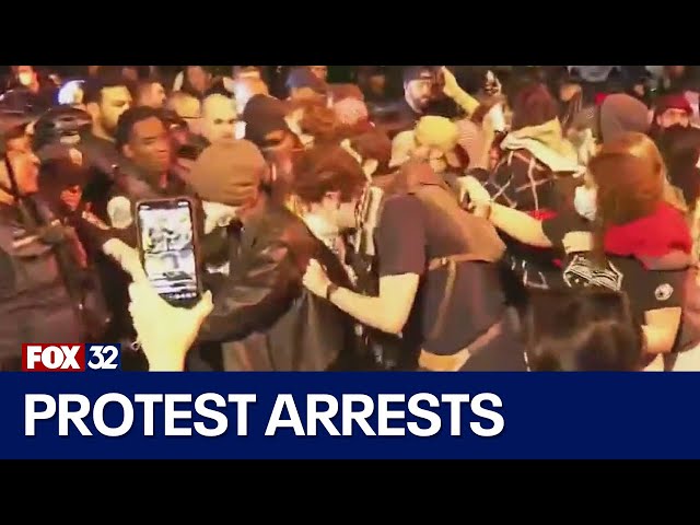 ⁣Protesters, cops clash in DC streets as George Washington University protest encampment cleared