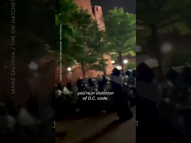 ⁣Police raid on pro-Palestinian tent camp at George Washington University ends in arrests #Shorts