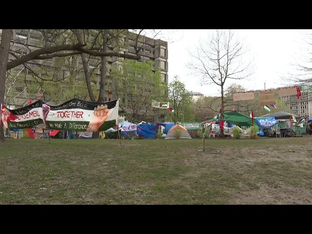 ⁣Pro-Palestinian encampment at Montreal's McGill expands on day 12