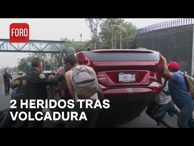 ⁣Volcadura deja dos personas heridas en bajo puente de Insurgentes y Eje 10 - Las Noticias