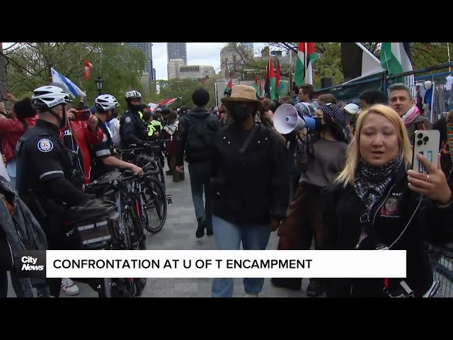 ⁣Protesters clash at U of T encampment
