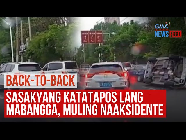 ⁣Back-to-back – Sasakyang katatapos mabangga, muling naaksidente | GMA Integrated Newsfeed